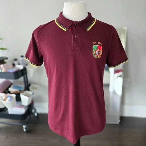 Extra Large Portugal Logo Maroon Polo Shirt - Picture 3 of 8
